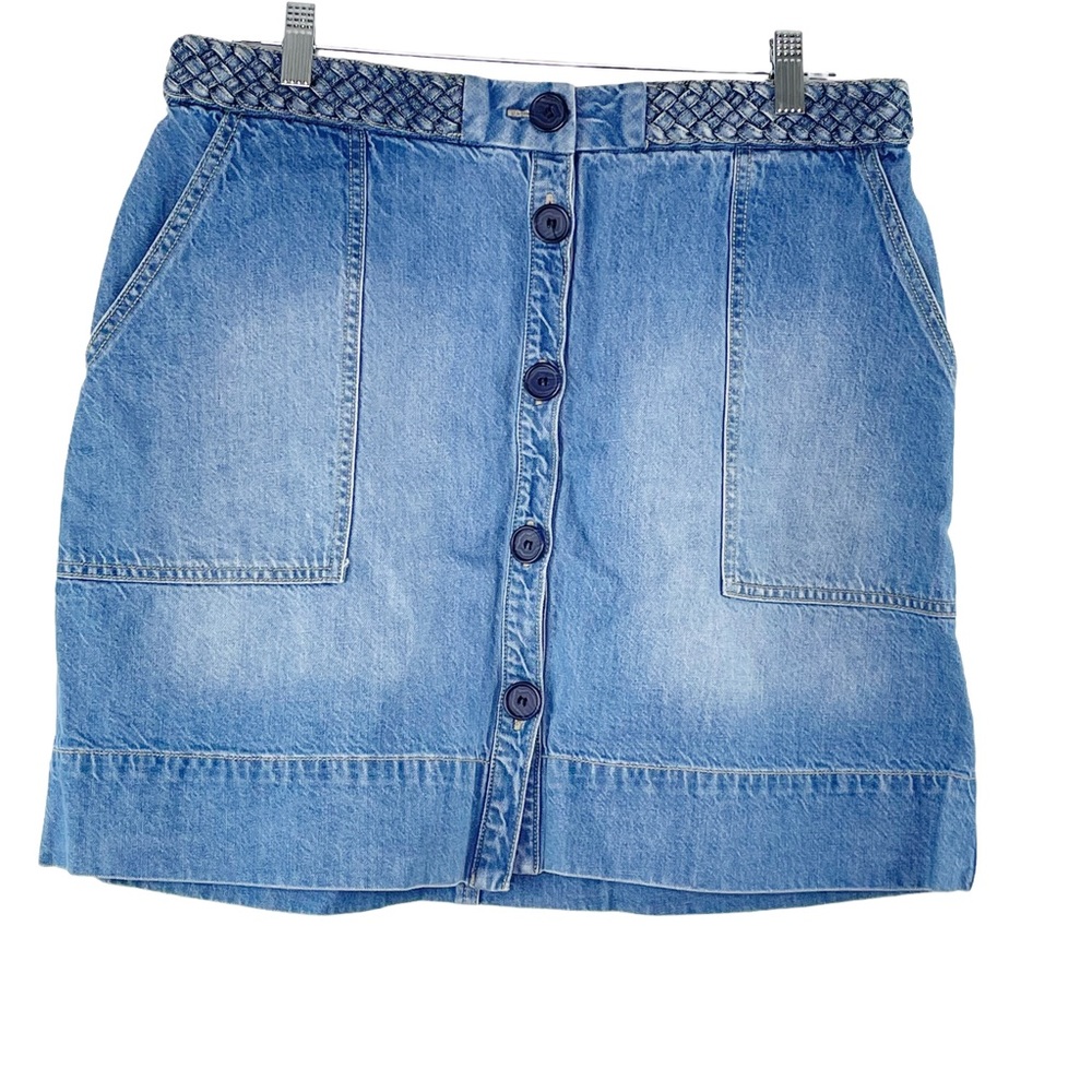 Joie Denim Jean Braided Button Down Skirt Size 30 Light Wash‎